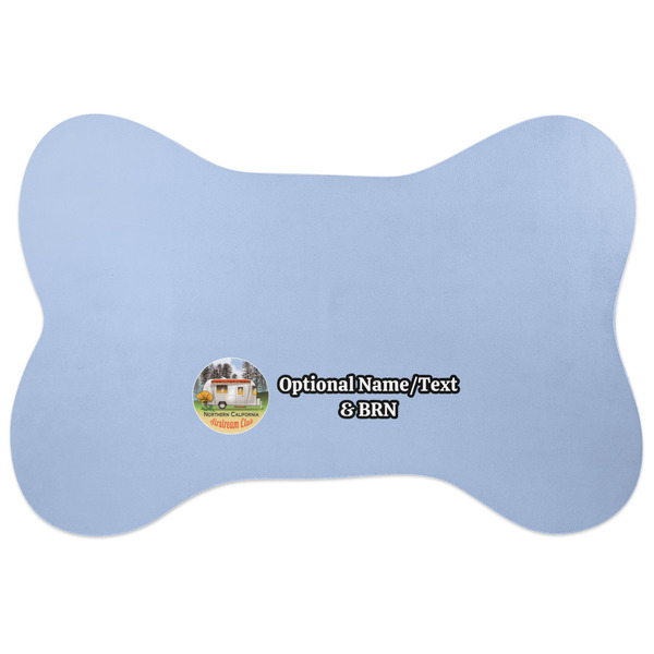 Custom Northern California Airstream Club Bone Shaped Dog Food Mat