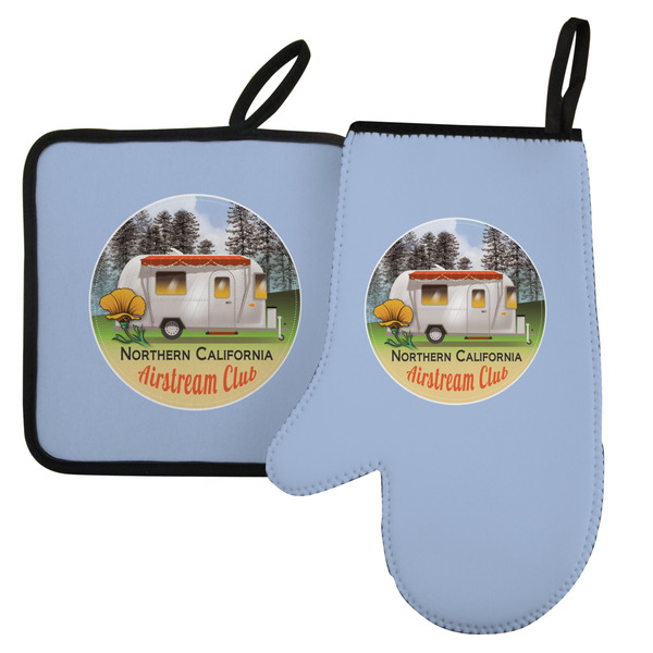 Custom Northern California Airstream Club Left Oven Mitt & Pot Holder Set
