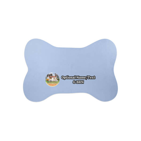 Custom Northern California Airstream Club Bone Shaped Dog Food Mat - Small