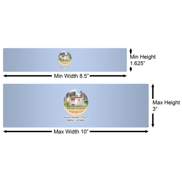 Northern California Airstream Club Water Bottle Labels w/ Dimensions
