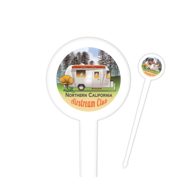 Custom Northern California Airstream Club 4" Round Plastic Food Picks - White - Single-Sided