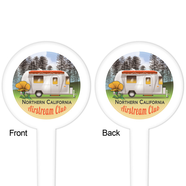 Northern California Airstream Club White Plastic 4" Food Pick - Round - Double Sided - Front & Back