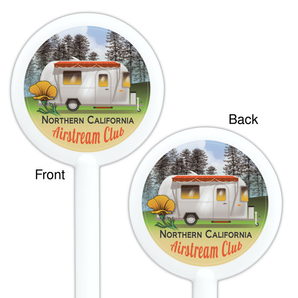 Northern California Airstream Club White Plastic 5.5" Stir Stick - Double Sided - Round - Front & Back