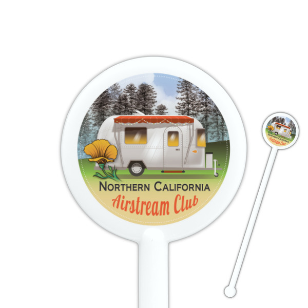 Custom Northern California Airstream Club 5.5" Round Plastic Stir Sticks - White - Single-Sided