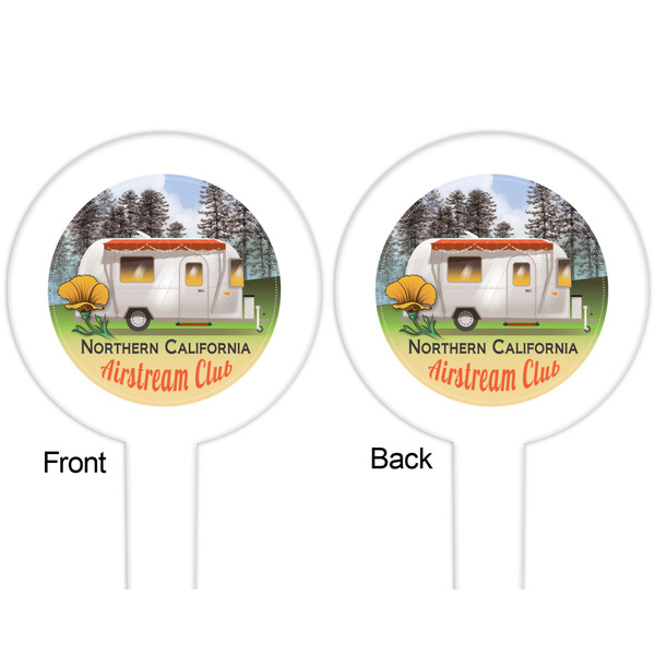 Northern California Airstream Club White Plastic 6" Food Pick - Round - Double Sided - Front & Back