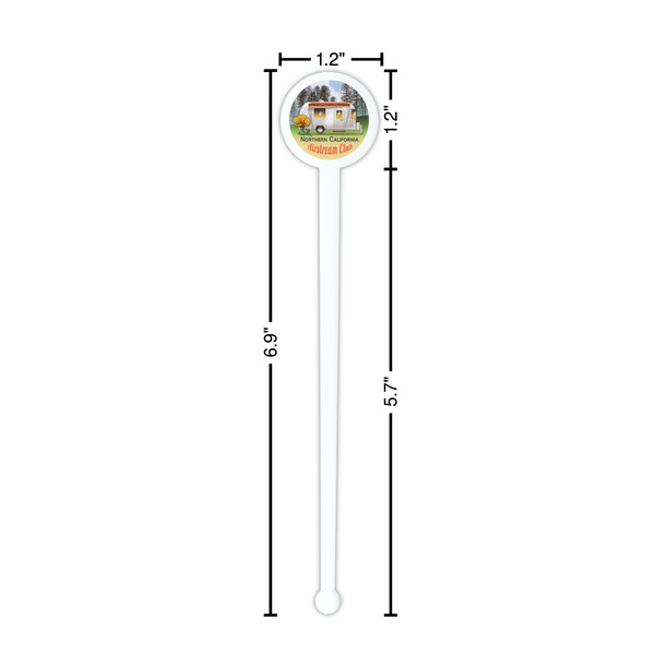 Northern California Airstream Club White Plastic 7" Stir Stick - Round - Dimensions