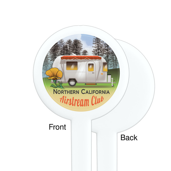 Northern California Airstream Club White Plastic 7" Stir Stick - Single Sided - Round - Front & Back