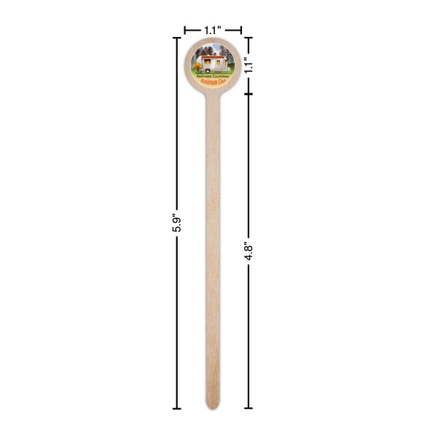 Northern California Airstream Club Wooden 6" Stir Stick - Round - Dimensions