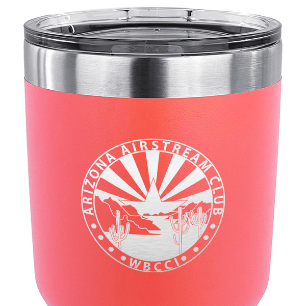 Arizona Airstream Club 30 oz Stainless Steel Ringneck Tumbler - Coral - CLOSE UP