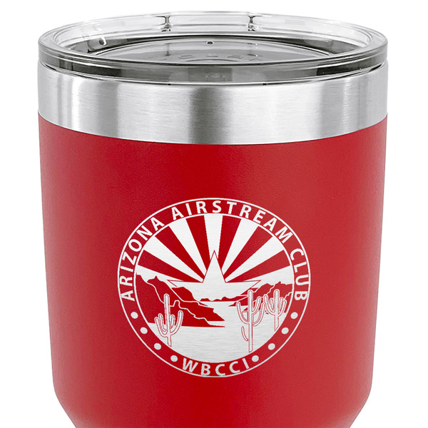 Arizona Airstream Club 30 oz Stainless Steel Ringneck Tumbler - Red - CLOSE UP