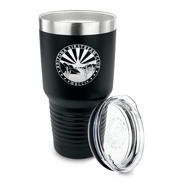 Arizona Airstream Club 30 oz Stainless Steel Ringneck Tumblers - Black - LID OFF