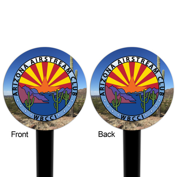 Arizona Airstream Club Black Plastic 4" Food Pick - Round - Double Sided - Front & Back