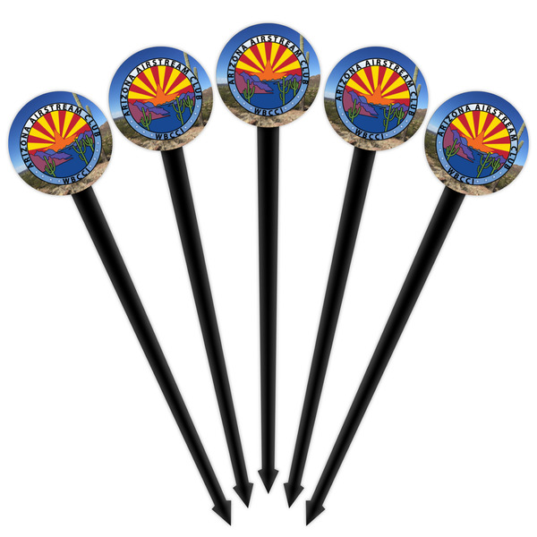 Arizona Airstream Club Black Plastic 4" Food Pick - Round - Fan View