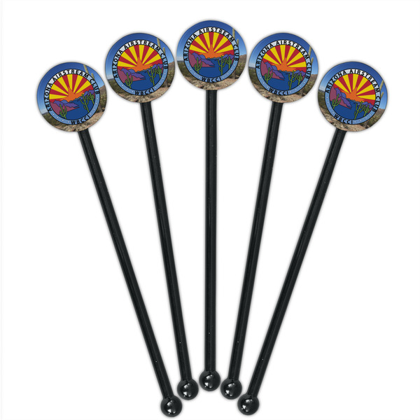 Arizona Airstream Club Black Plastic 5.5" Stir Stick - Round - Fan View