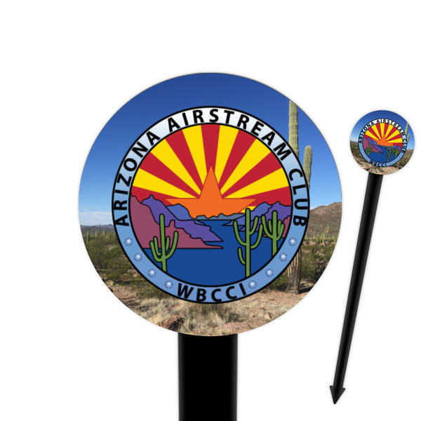 Custom Arizona Airstream Club 6" Round Plastic Food Picks - Black - Single-Sided