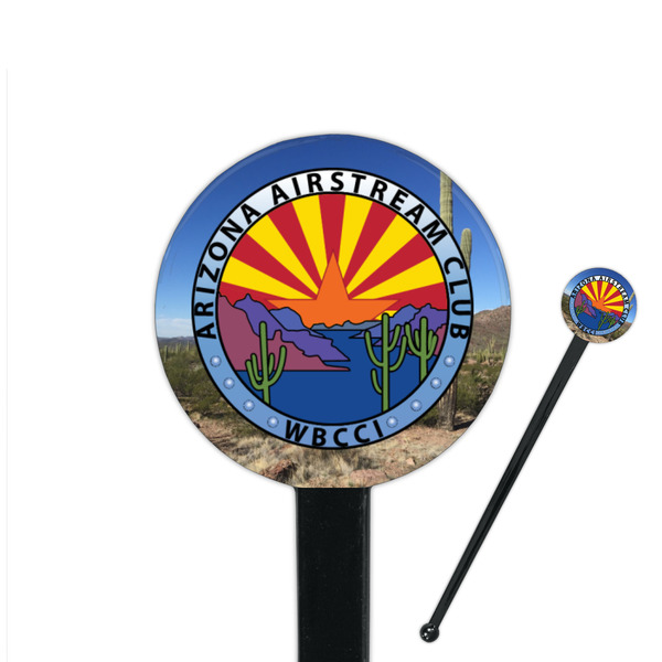 Custom Arizona Airstream Club 7" Round Plastic Stir Sticks - Black - Single-Sided