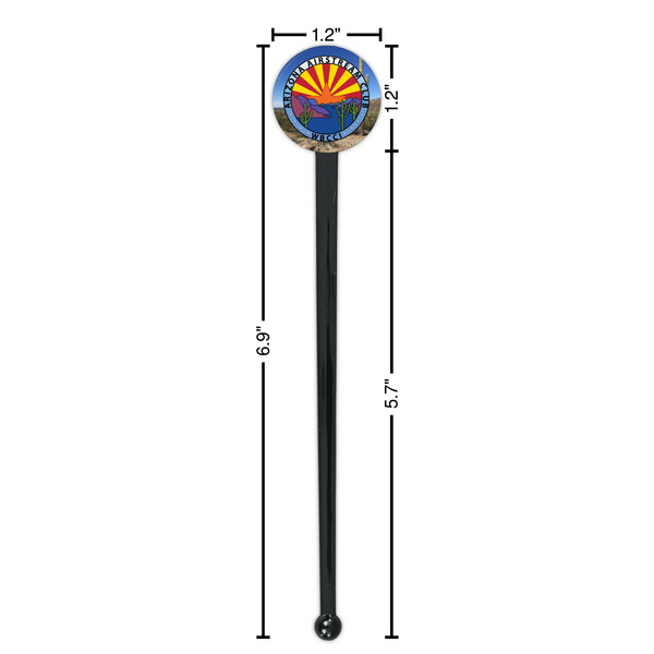 Arizona Airstream Club Black Plastic 7" Stir Stick - Round - Dimensions