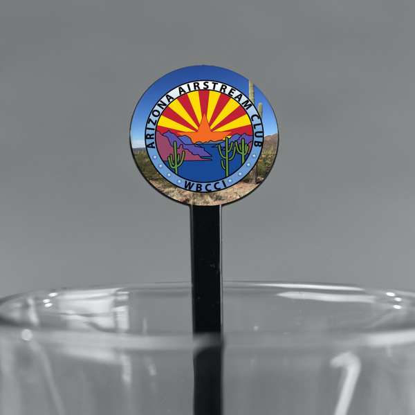 Arizona Airstream Club Black Plastic 7" Stir Stick - Round - Main
