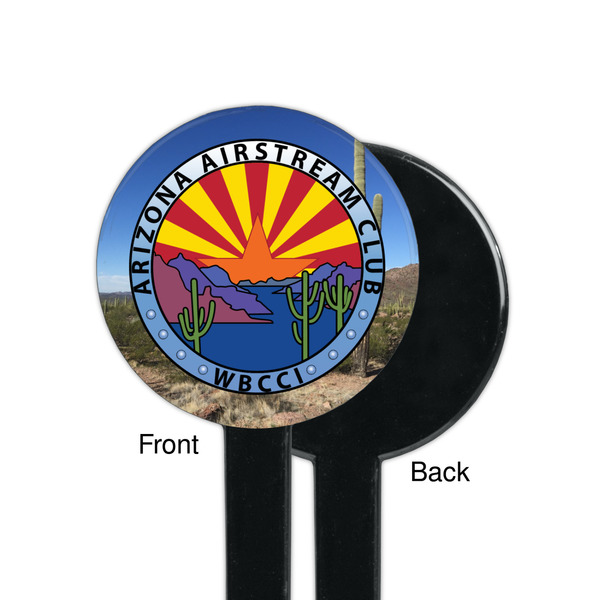 Arizona Airstream Club Black Plastic 7" Stir Stick - Single Sided - Round - Front & Back