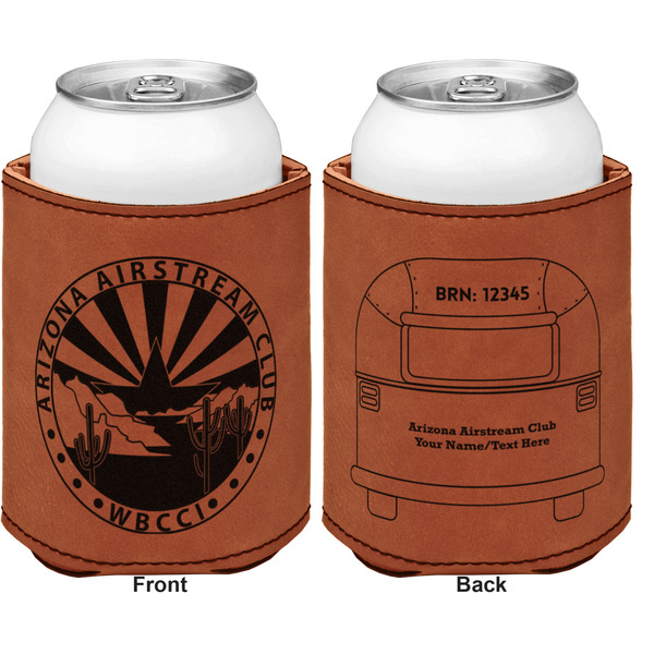 Arizona Airstream Club Cognac Leatherette Can Sleeve - Double Sided Front and Back