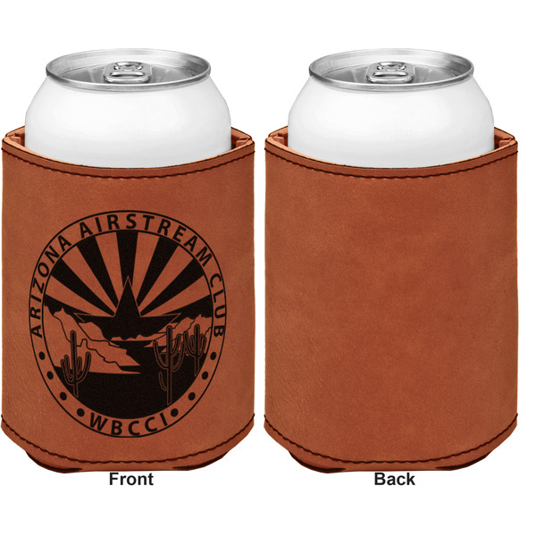 Arizona Airstream Club Cognac Leatherette Can Sleeve - Single Sided Front and Back