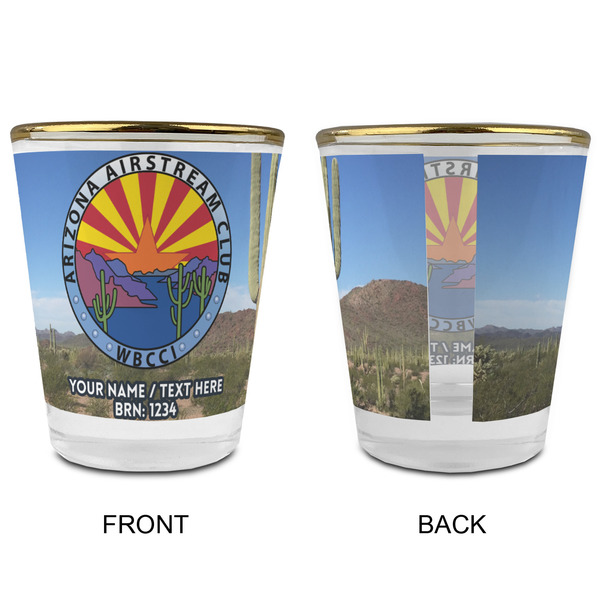Arizona Airstream Club Glass Shot Glass - Gold Rim - Front & Back