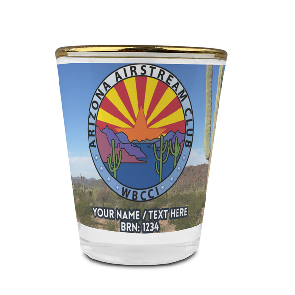 Arizona Airstream Club Glass Shot Glass - Gold Rim - Front
