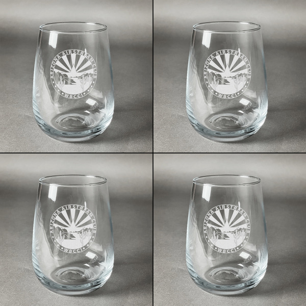 Arizona Airstream Club Set of Four Personalized Stemless Wineglasses (Approval)