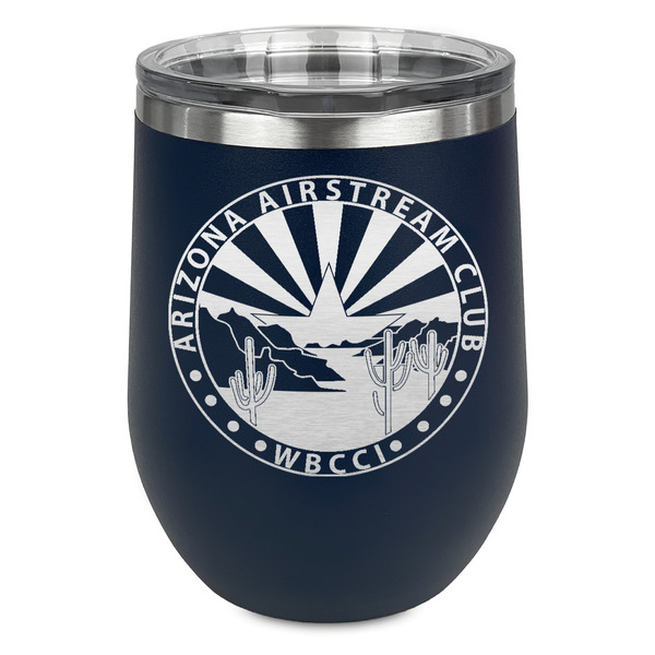 Custom Arizona Airstream Club Stemless Stainless Steel Wine Tumbler - Navy - Double-Sided