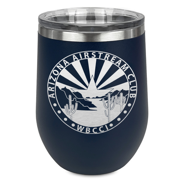 Arizona Airstream Club Stainless Wine Tumblers - Navy - Single Sided - Front