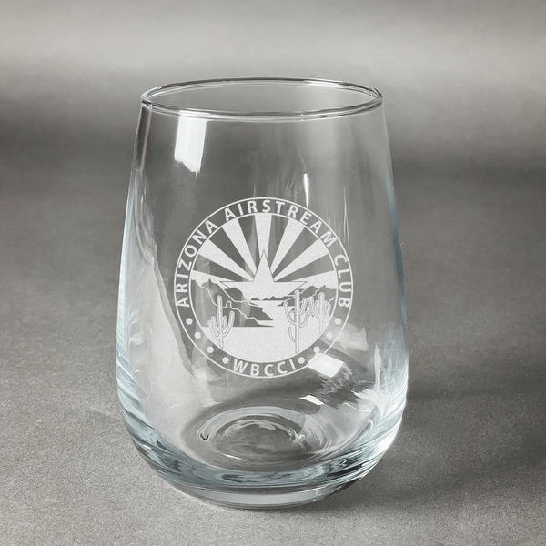 Custom Arizona Airstream Club Stemless Wine Glass - Laser Engraved