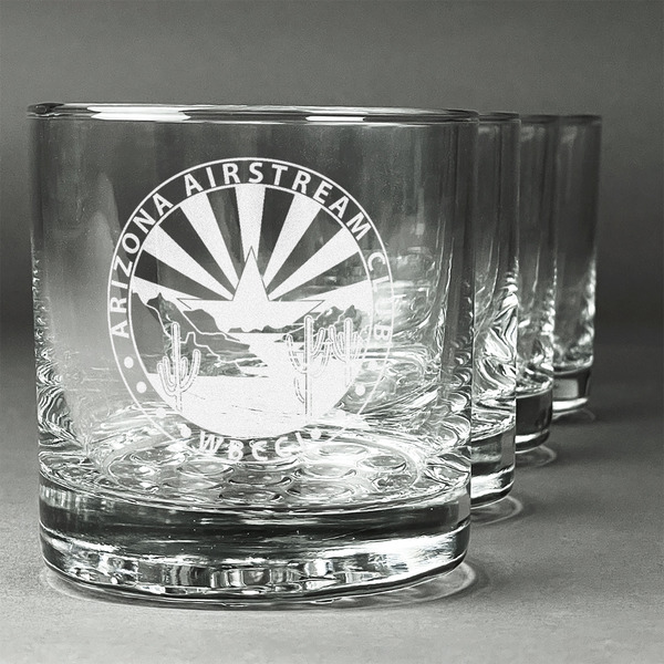 Custom Arizona Airstream Club Whiskey Glasses - Engraved - Set of 4