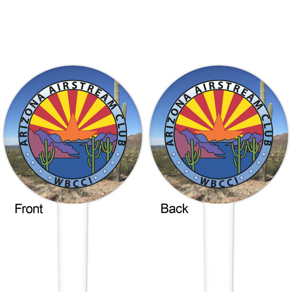 Arizona Airstream Club White Plastic 4" Food Pick - Round - Double Sided - Front & Back