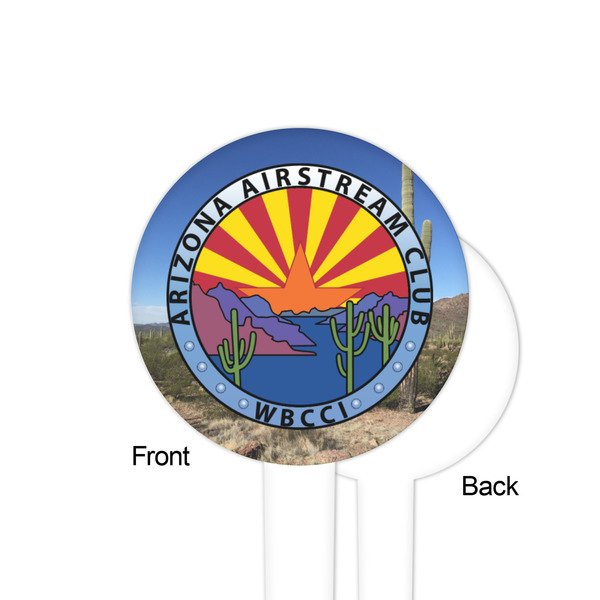 Arizona Airstream Club White Plastic 4" Food Pick - Round - Single Sided - Front & Back