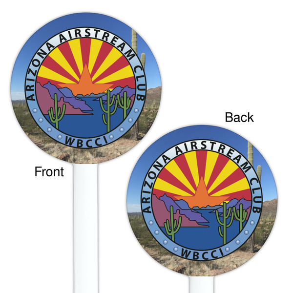 Arizona Airstream Club White Plastic 5.5" Stir Stick - Double Sided - Round - Front & Back