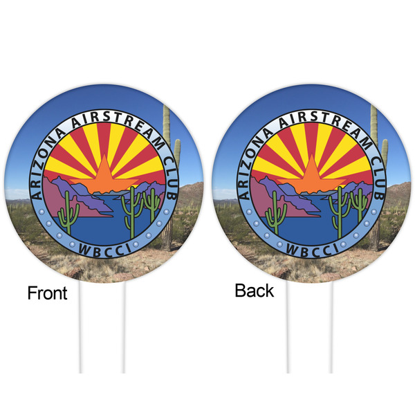 Arizona Airstream Club White Plastic 6" Food Pick - Round - Double Sided - Front & Back