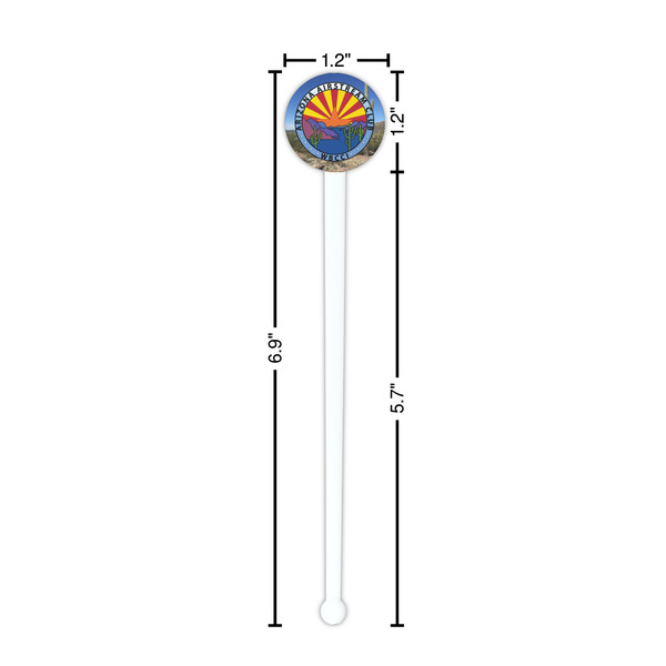 Arizona Airstream Club White Plastic 7" Stir Stick - Round - Dimensions