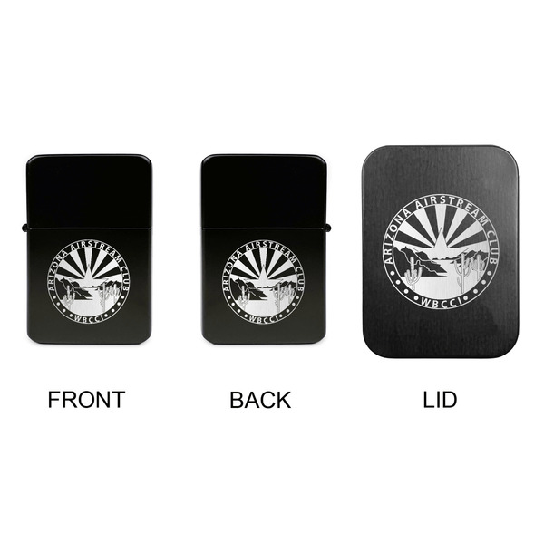 Arizona Airstream Club Windproof Lighters - Black, Double Sided, w Lid - APPROVAL