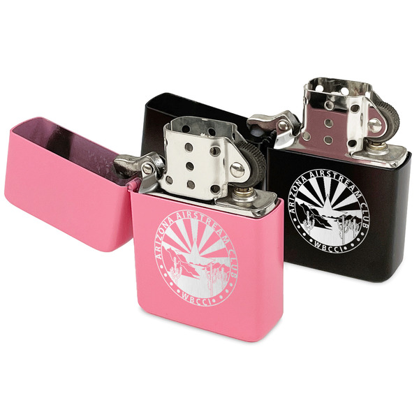 Arizona Airstream Club Windproof Lighters - Black & Pink - Open