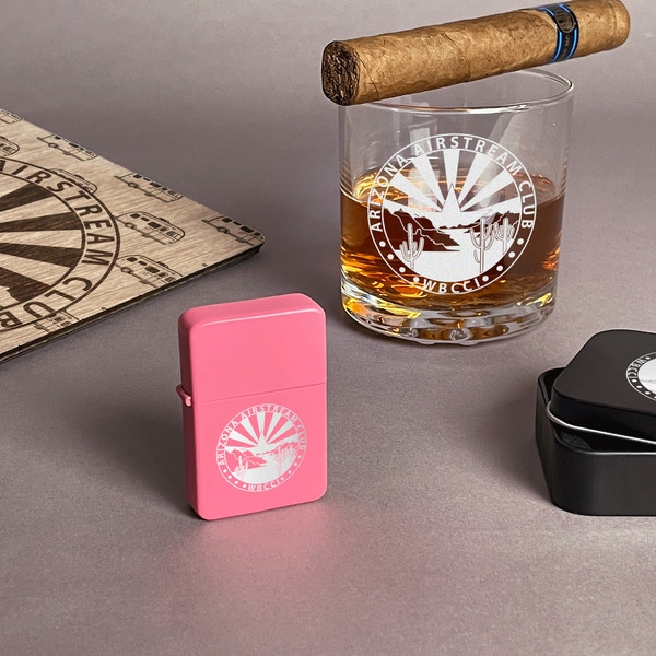 Arizona Airstream Club Windproof Lighters - Pink - In Context