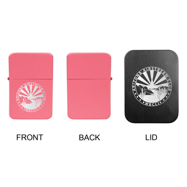 Arizona Airstream Club Windproof Lighters - Pink, Single Sided, w Lid - APPROVAL