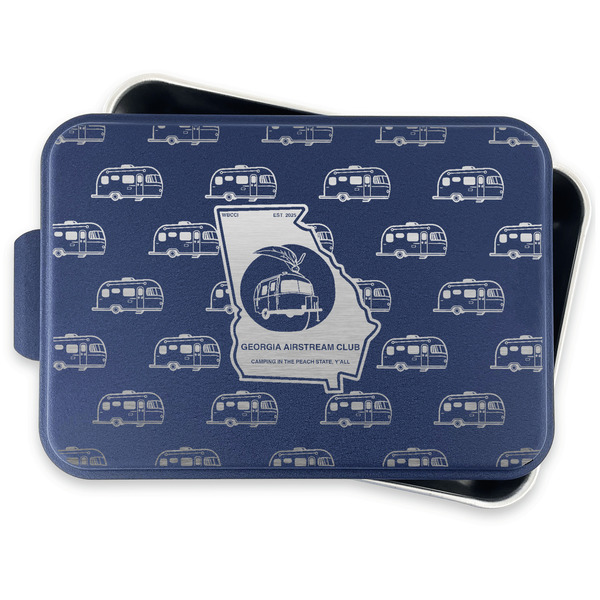 Georgia Airstream Club Aluminum Baking Pan - Navy Lid - FRONT w/lid off