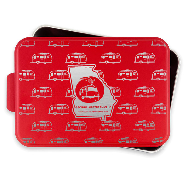 Georgia Airstream Club Aluminum Baking Pan - Red Lid - FRONT w/lif off