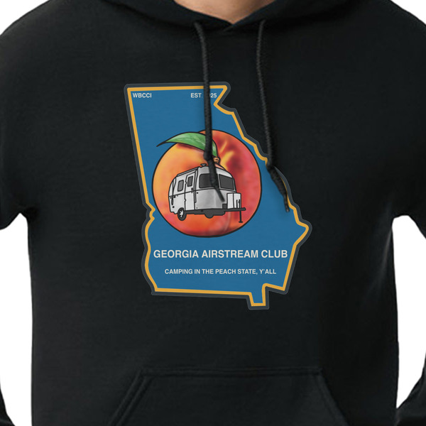 Georgia Airstream Club Black Hoodie on Model - CloseUp