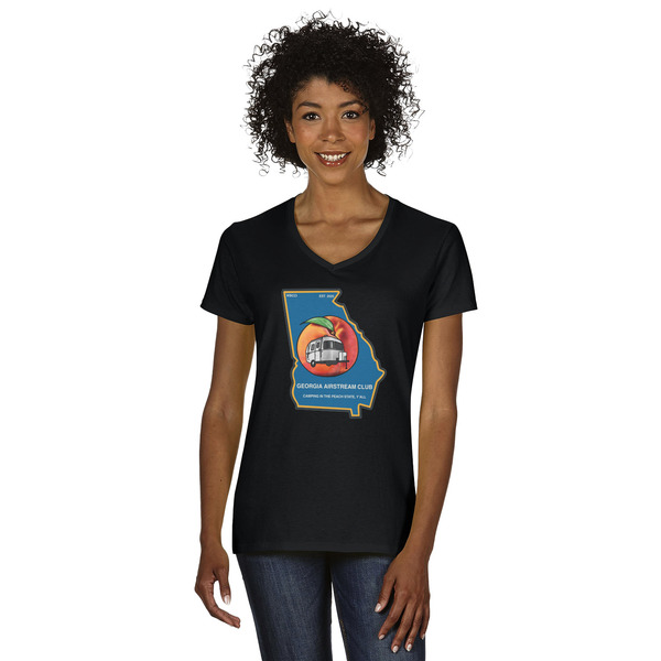 Custom Georgia Airstream Club Women's V-Neck T-Shirt - Black
