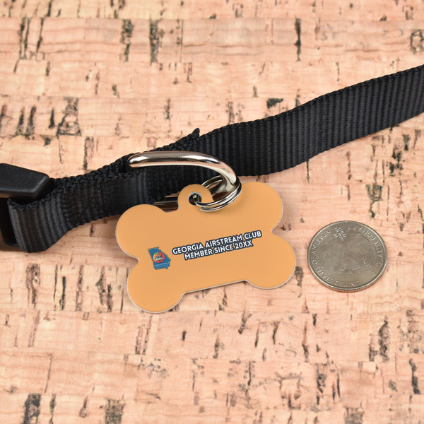 Georgia Airstream Club Bone Shaped Dog ID Tag - Large - In Context