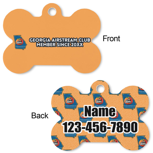 Georgia Airstream Club Bone Shaped Dog ID Tag - Small - Front & Back View