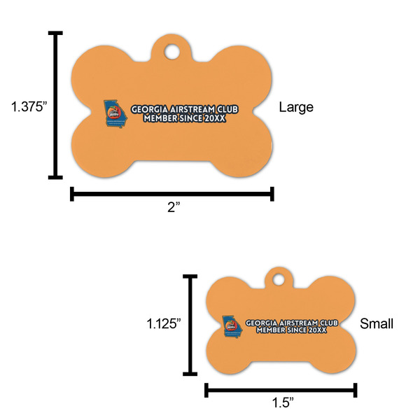 Georgia Airstream Club Bone Shaped Dog ID Tags - Comparison Scale