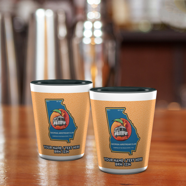 Georgia Airstream Club Ceramic Shot Glass - Two Tone - Lifestyle