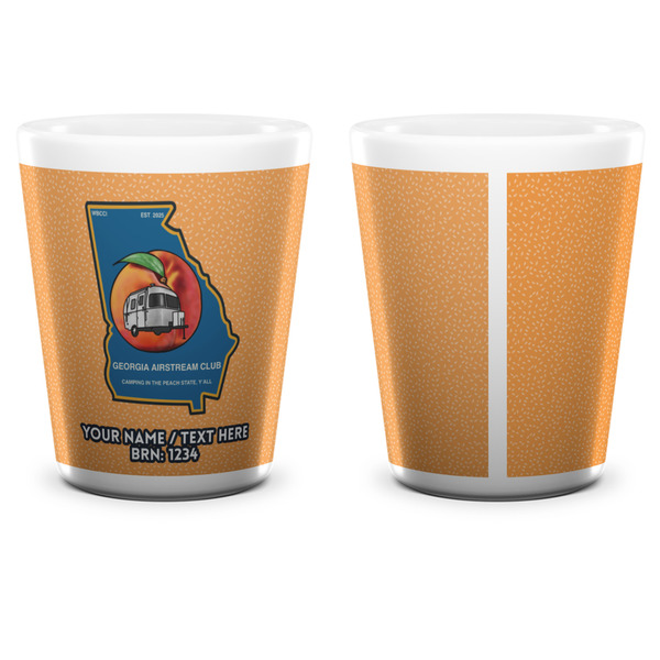 Georgia Airstream Club Ceramic Shot Glass - White - Front & Back